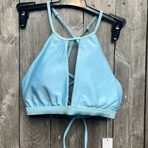 B.Swim Kai Blue Waterfall Hi-Neck Bikini Top,Size Medium,NWT